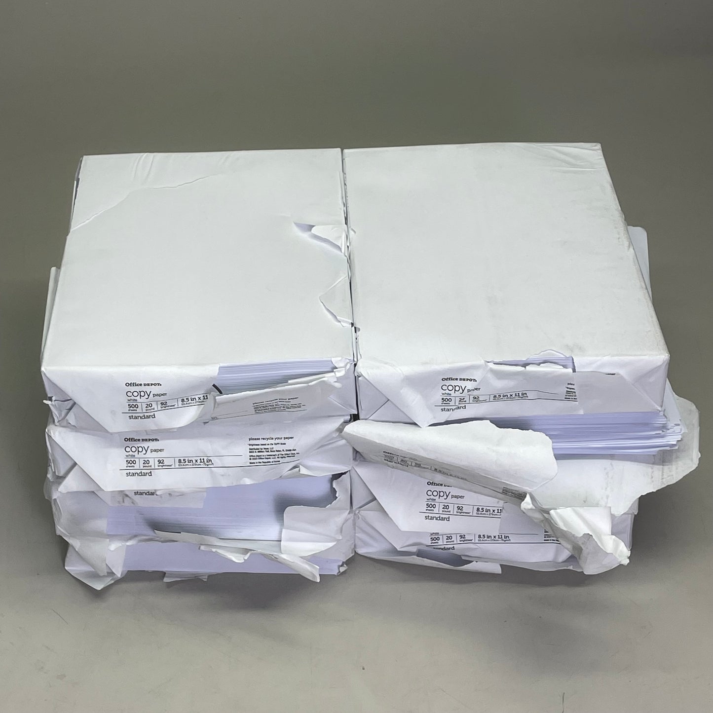 OFFICE DEPOT (5000 Sheets) Copy Paper 10 Reams White Letter 8.5" x 11" 40428 (AS-IS, Some Damage)