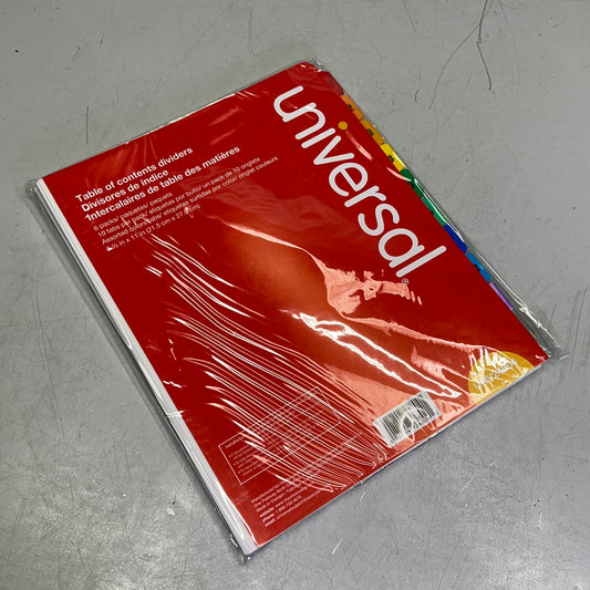 ZA@ UNIVERSAL  (1 PACKET, 6 SETS EACH) Deluxe Table Of Contents Dividers For Printers Multicolor/White