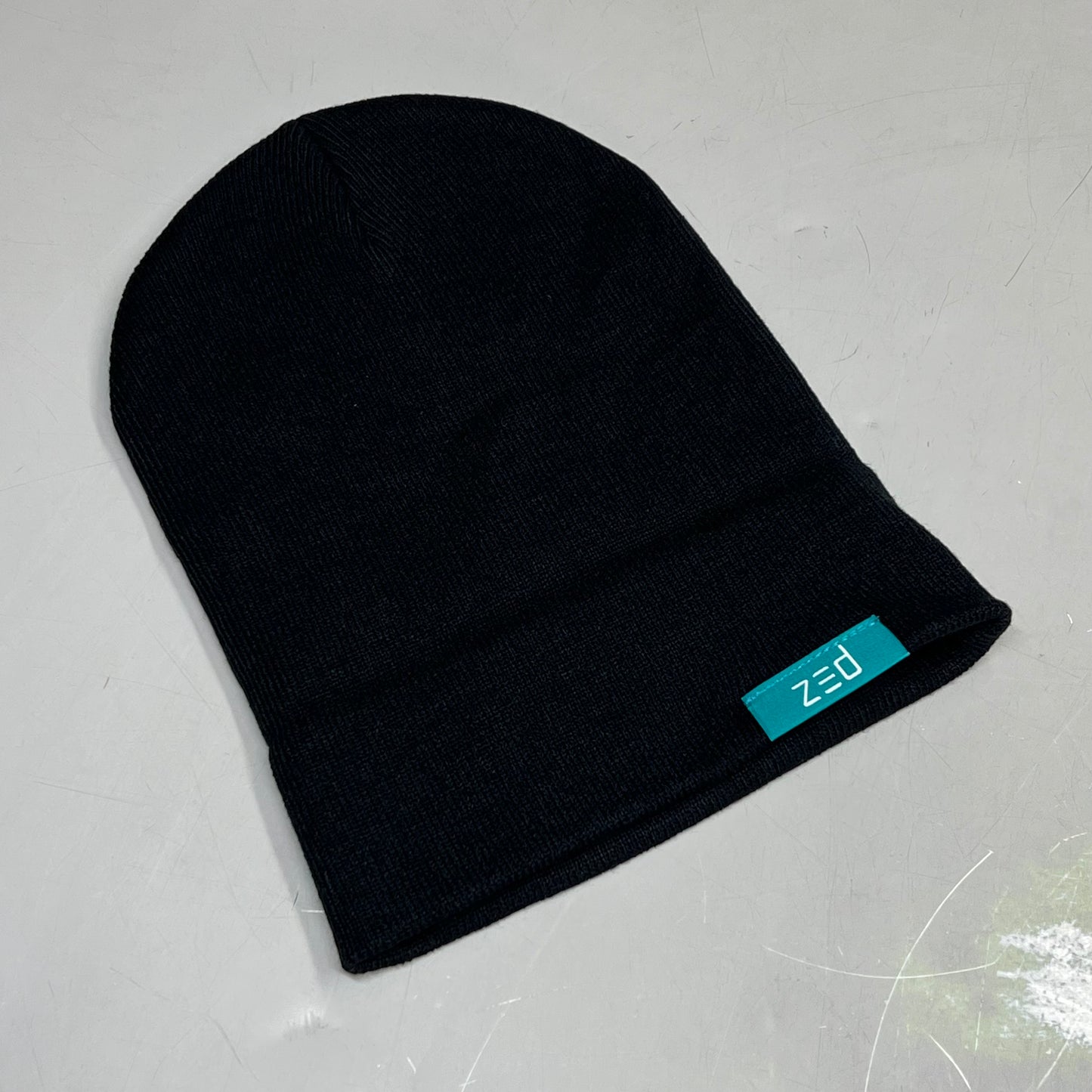 ZED Logo Infinity Fold Over Beanie 100% Acrylic One Size Black/Teal