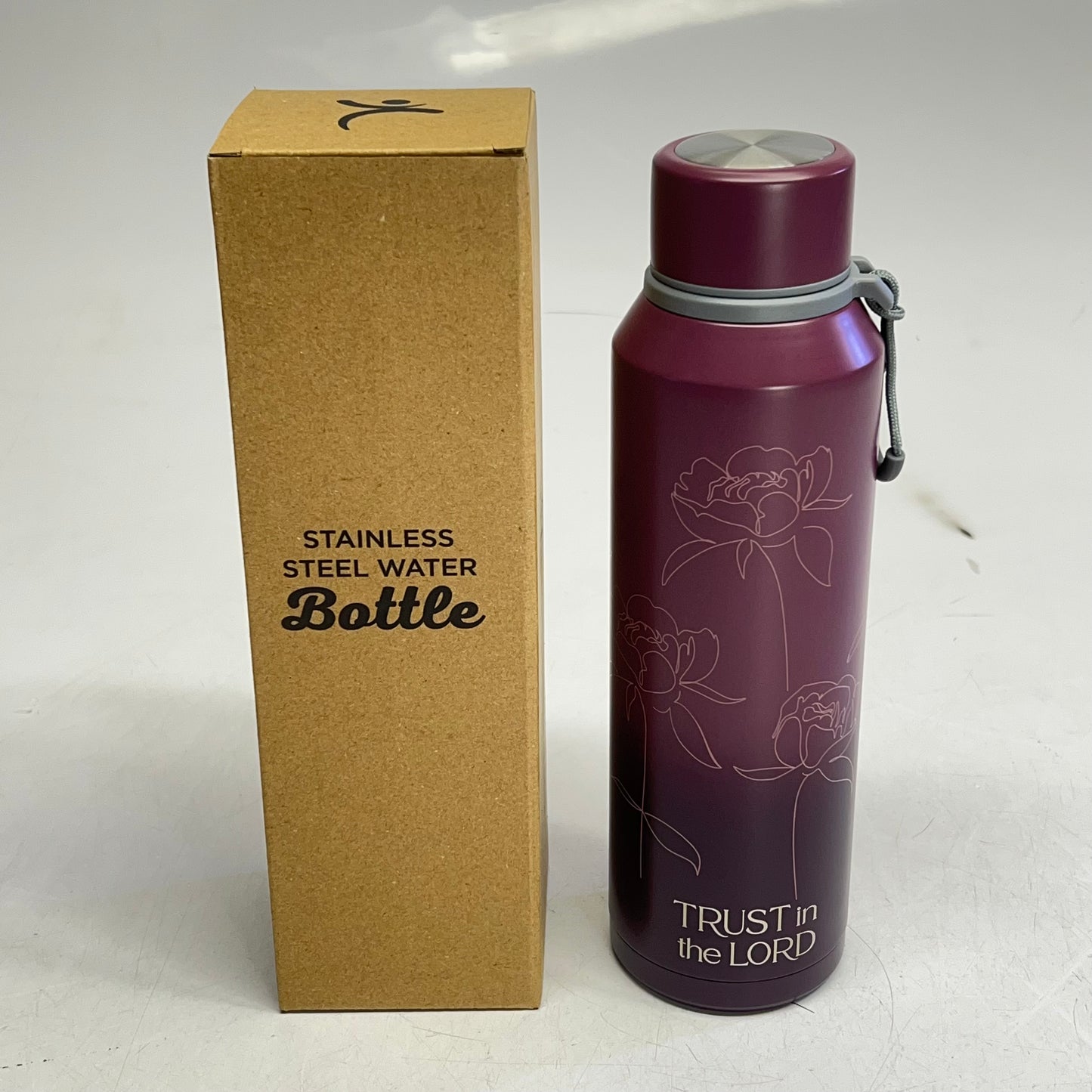 CHRISTIAN ART GIFTS Trust In The Lord Stainless Steel Water Bottle 24oz Plum