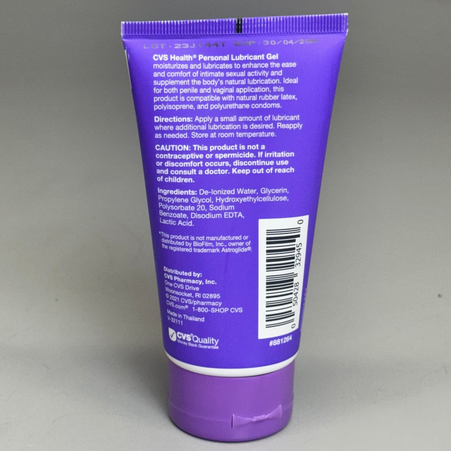 CVS HEALTH (2 PACK) Personal Lubricant Water-Based Purple Tube 4oz Each Exp 04/26