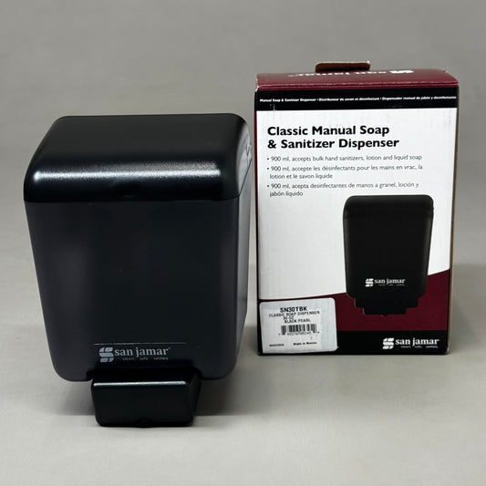 SAN JAMAR Classic Manual Refillable Soap Dispenser Wall Mount 30oz Black SN30TBK