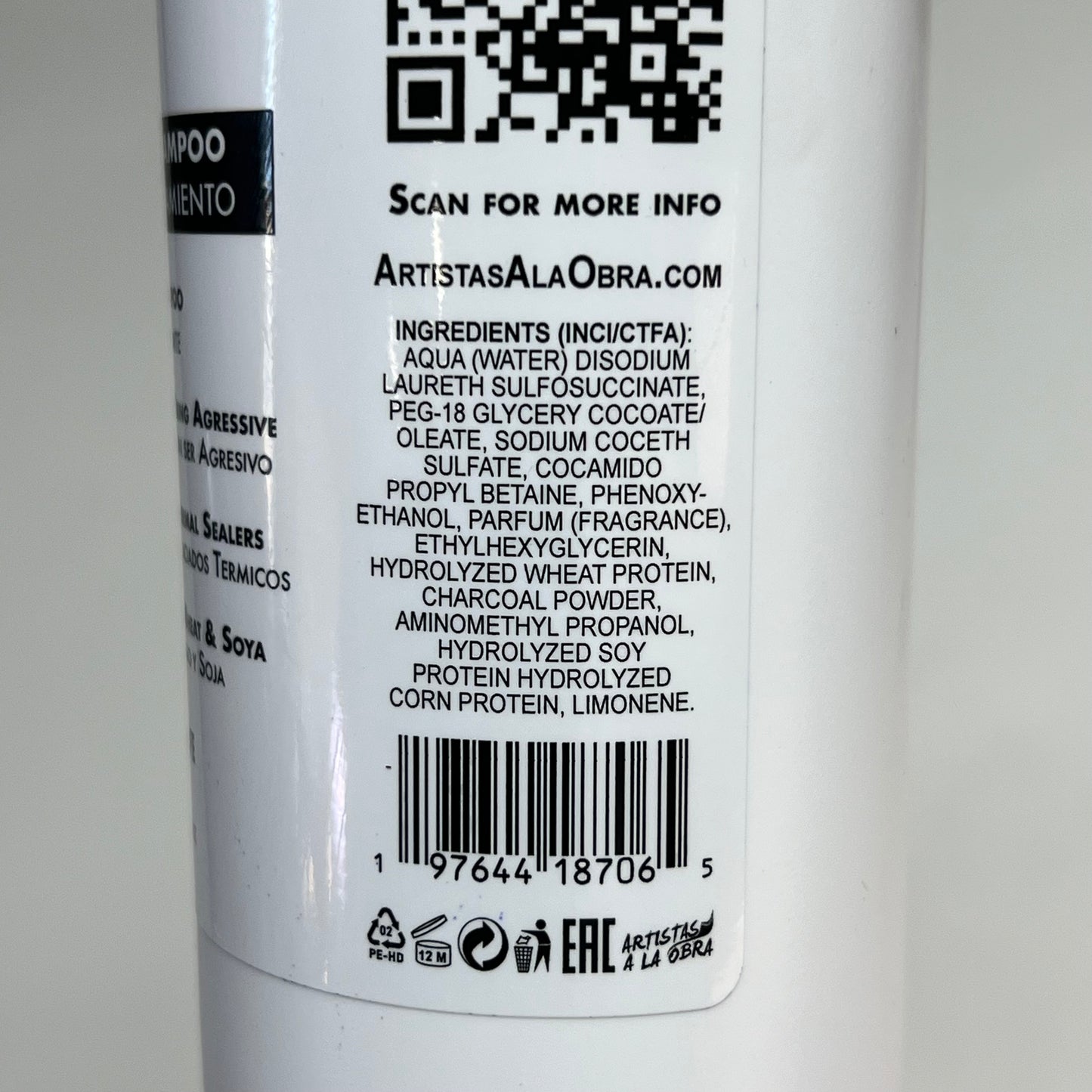 ARTISTAS A LA OBRA PT Clarifying Shampoo Neutral PH For Preparation 12 fl oz