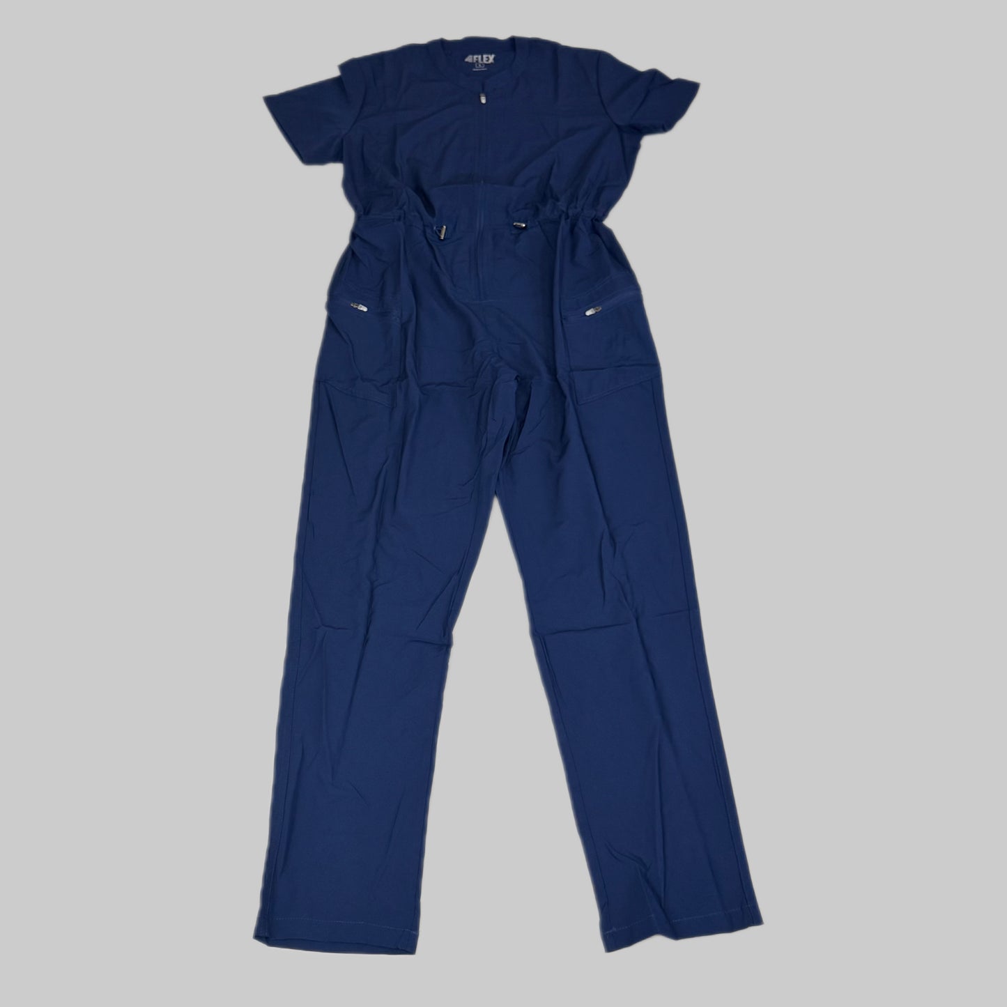 GREEN TOWN 4 Flex Scrubs Jumpsuit Cinch In Waist Women's Sz S Indigo GFX-023AST
