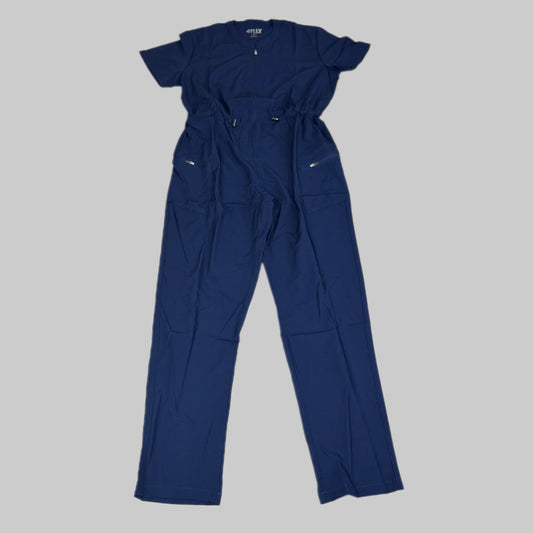 GREEN TOWN 4 Flex Scrubs Jumpsuit Cinch In Waist Women's Sz S Indigo GFX-023AST