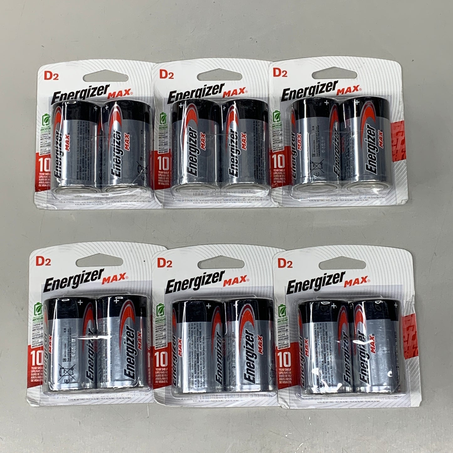 ENERGIZER MAX (6 PACK) D Cell Alkaline Batteries 2 Pack (12 Total) E95BP-2