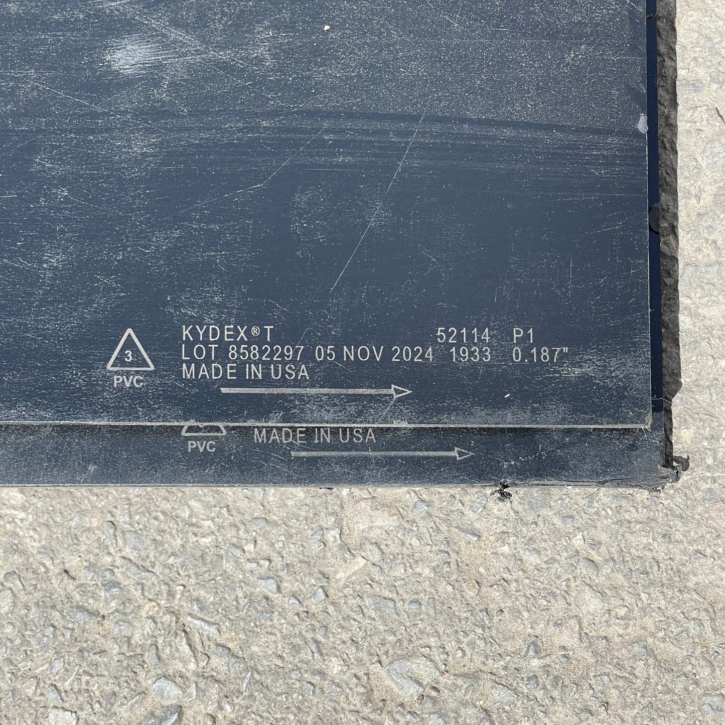 Z@ KYDEX T Thermoplastic Sheet 0.2” x 48” x 96” Black (AS-IS)