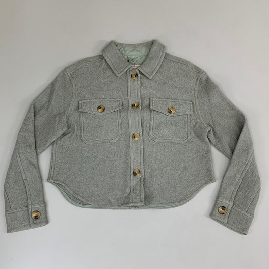 LEVI'S Front Button Cropped Jacket W/ Laydown Collar Women's Small Tea Green 595450040