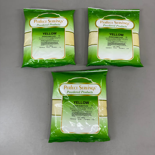 PERFECT SERVINGS (3 Bags 2lbs Each) Yellow Sugar Substitute  Yellow