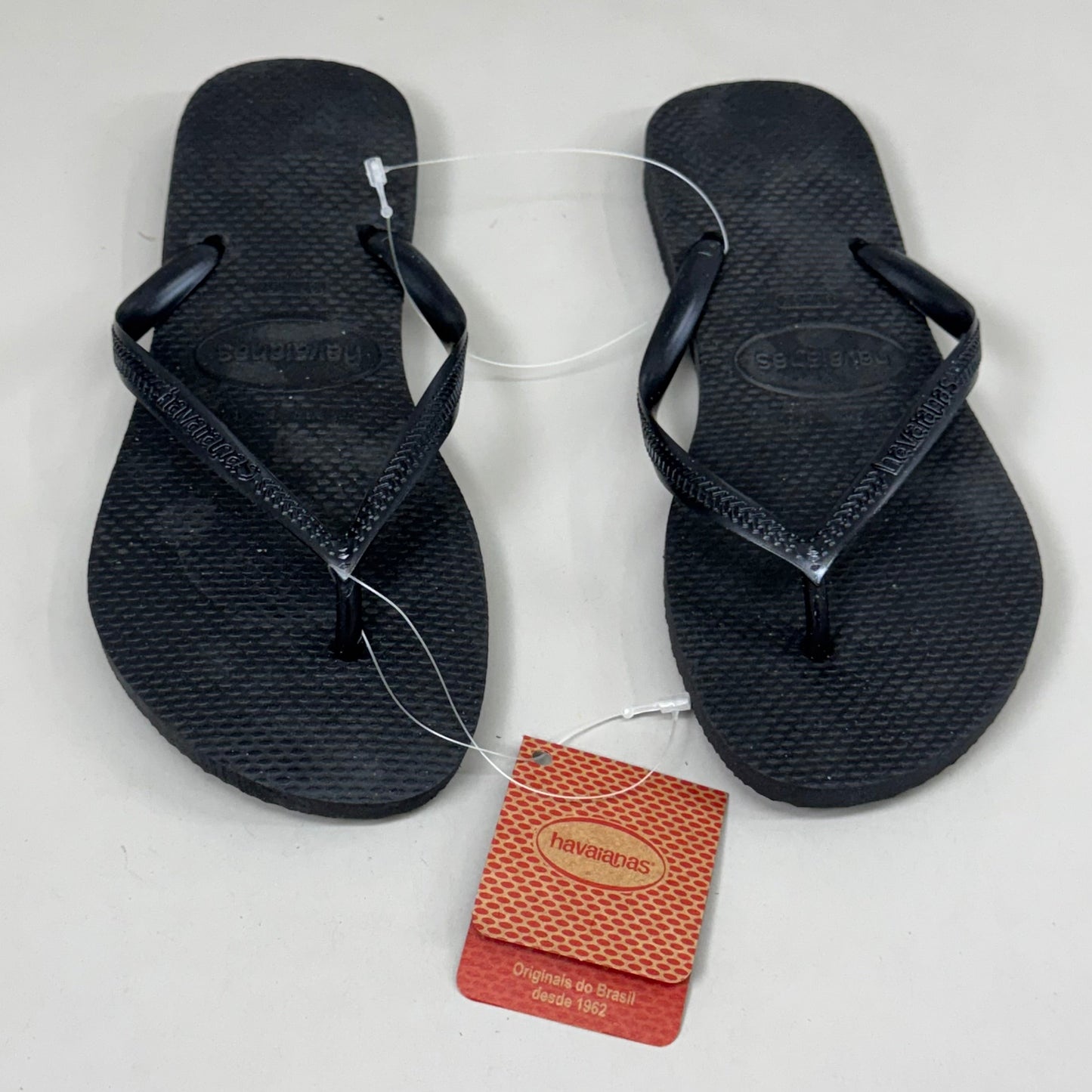 ZA@ HAVAIANAS High Quality Rubber Slim Flip Flops Non-Slip Women's 7/8 Black 400030 B