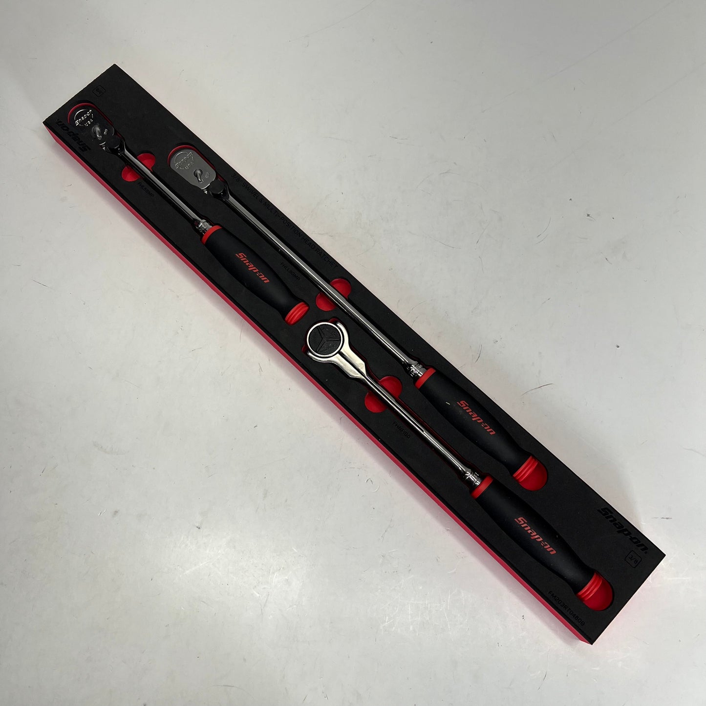 SNAP ON Soft Grip Ratchet Set W/ Pro-fit 3 Piece 3/8" Drive Chrome 203RT0480FR