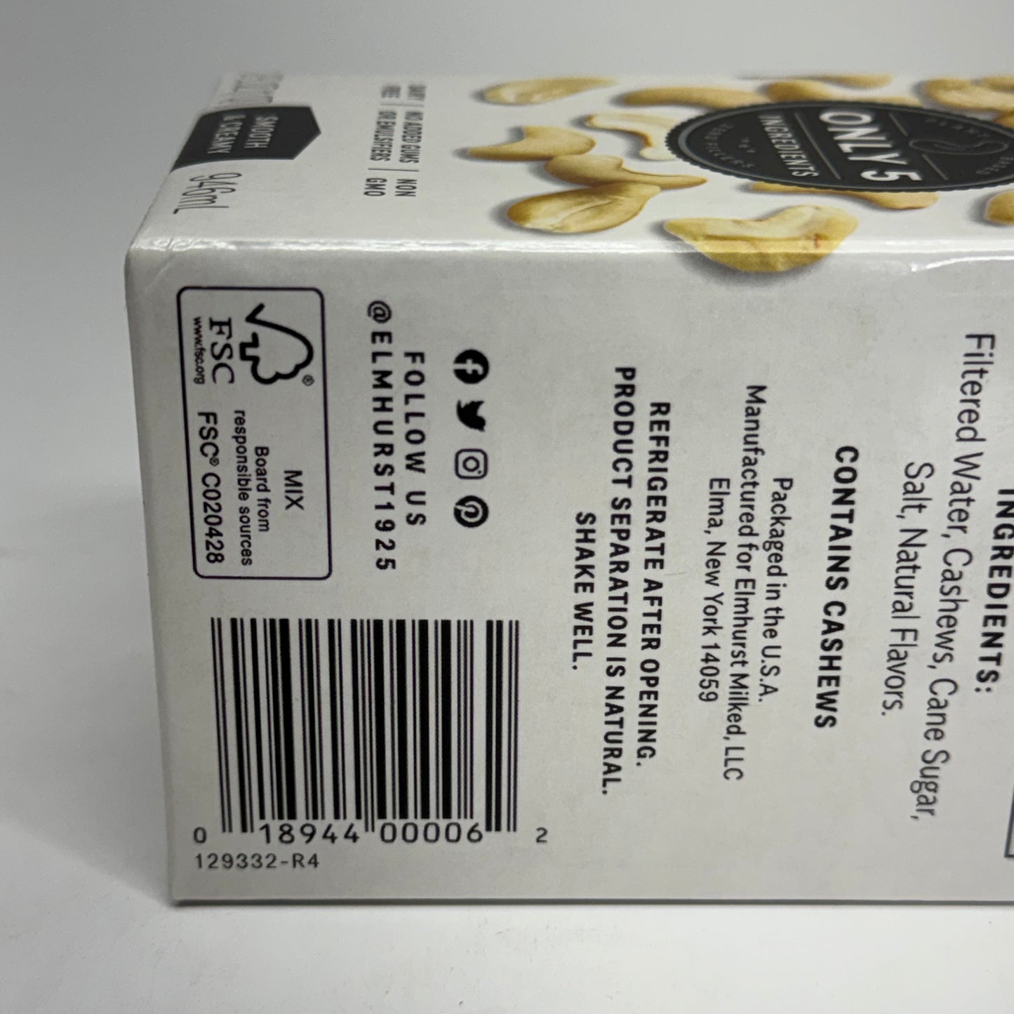 ELMHURST (6 PACK) Milked Cashews 32 fl oz. BB 11/26