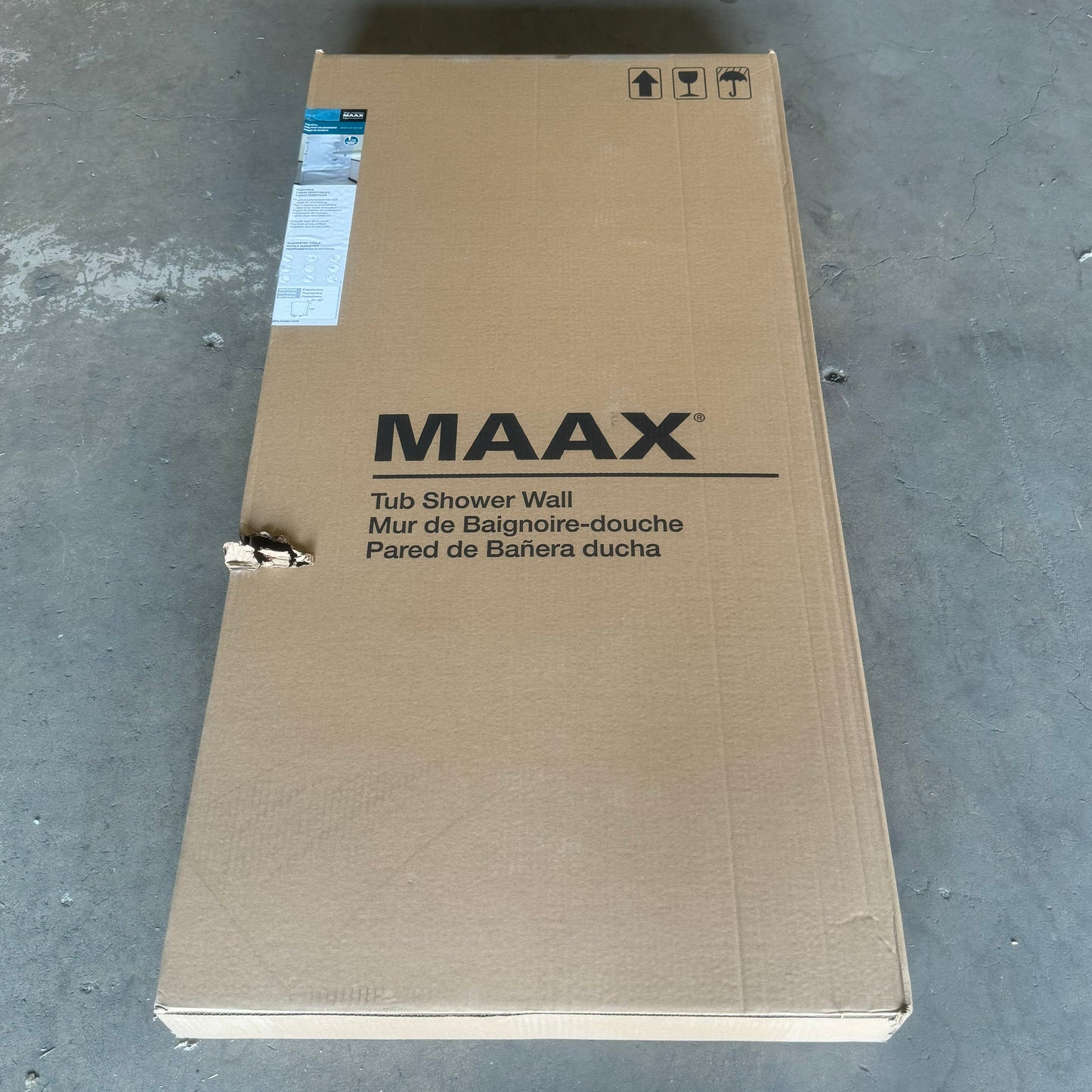 ZA@ MAAX 5-Piece Tub Wall Kit 48”-61”x30”-34”x59” Polystyrene White A