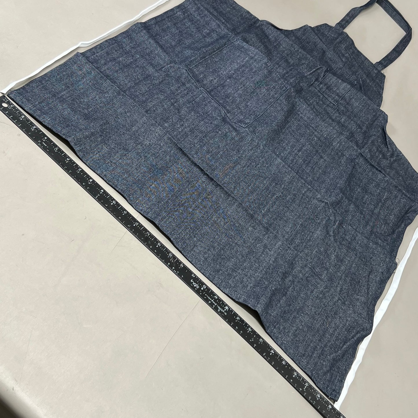 (4 Pack) Tubular Tie 100% Cotton Multi-Pocket Denim Jean Style Apron OSFM Blue