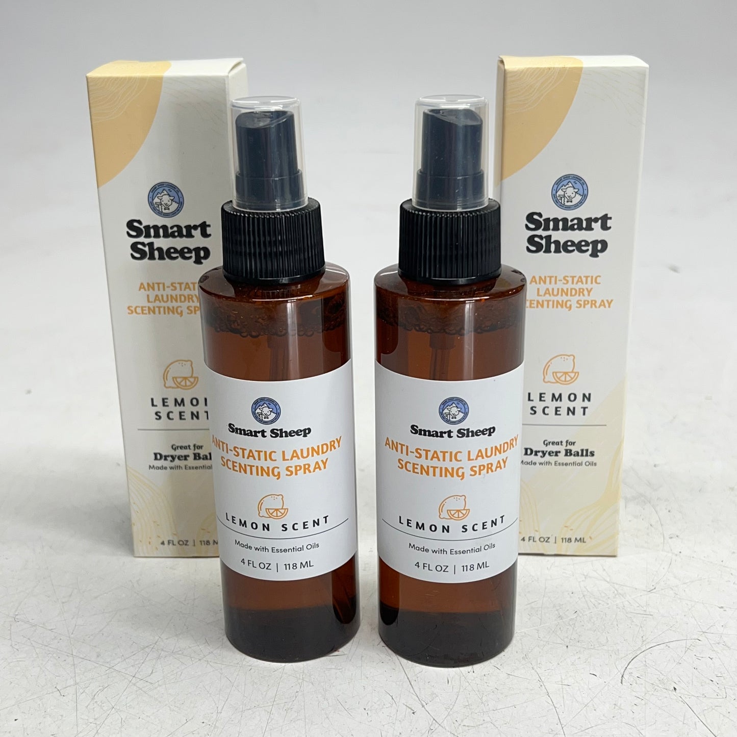 SMART SHEEP (2 PACK) Anti-Static Lemon Scent Spray W/ Essential Oils 4 fl oz
