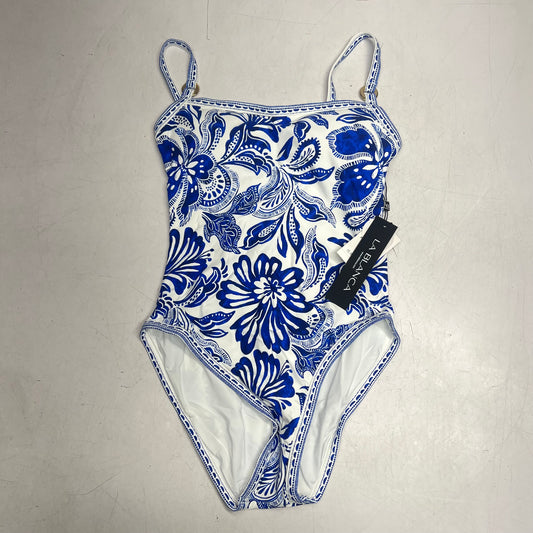 LA BLANCA  Lingerie One Piece Swimsuit Women's Sz 4 Botanical Brocade Lapis