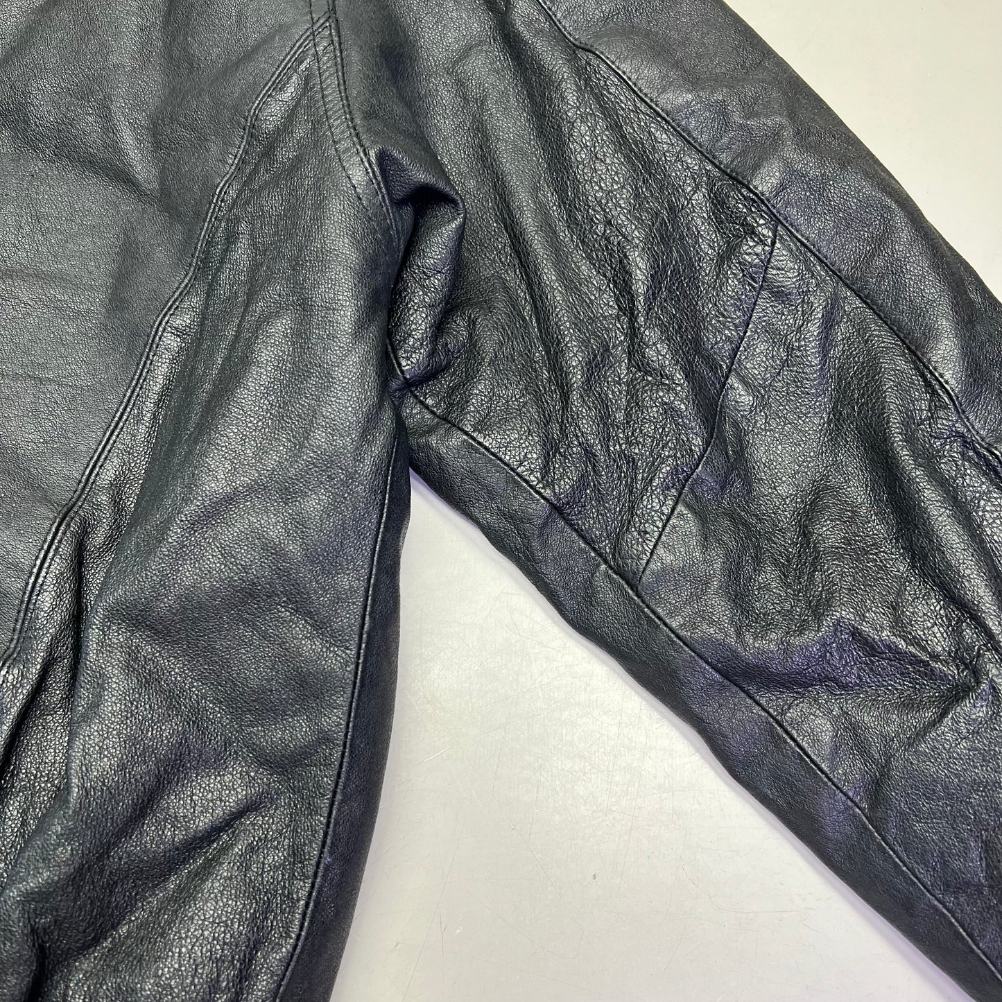 NEW ORDEDR Authentic Leather Jacket Full Zip Men's Sz L Black (Pre-Owned)