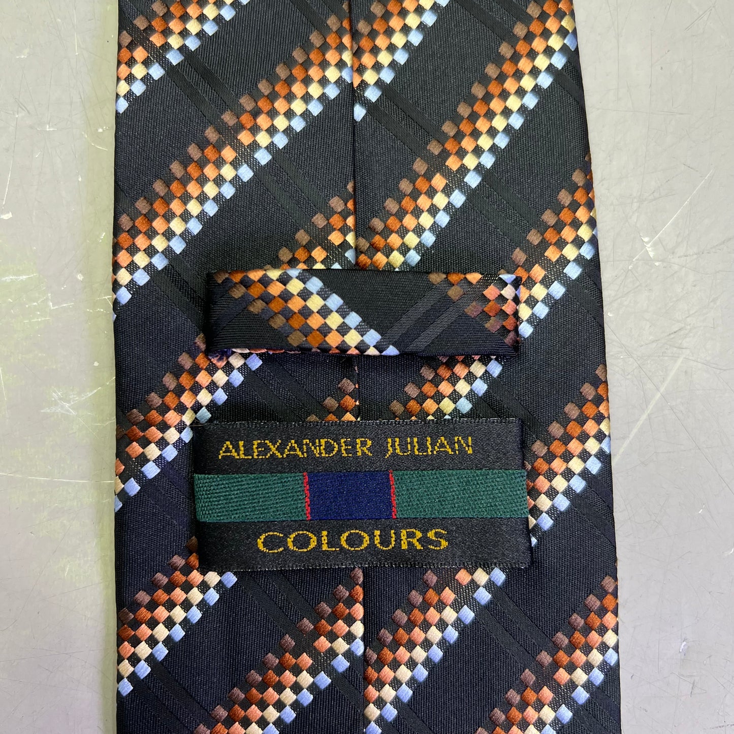 ALEXANDER JULIAN COLOURS Retro Design Tie 64" Black/Multicolor (Pre-Owned)