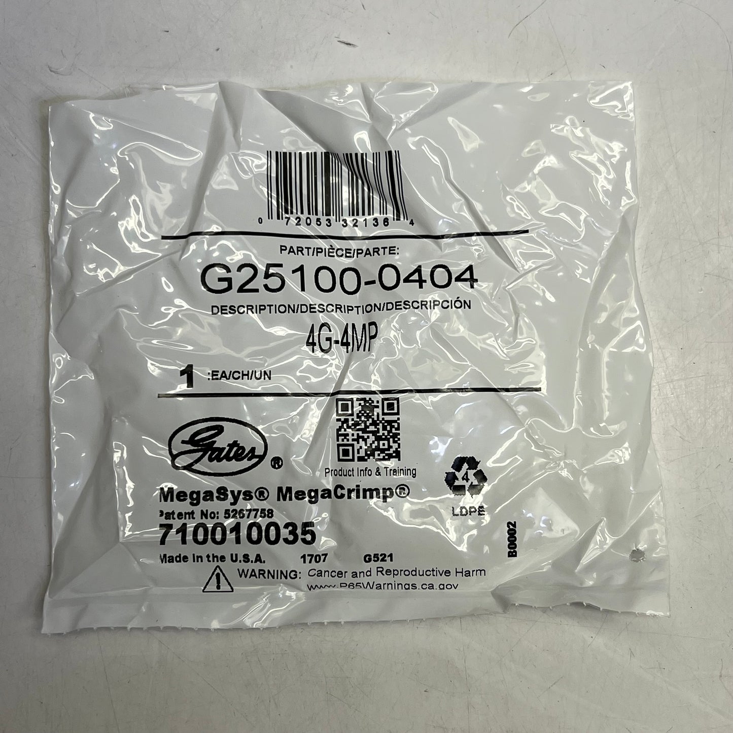 GATES (2 PACK) Male Pipe (nptf 30° Cone Seat) Coupling  1/4" x 2.17" G25100-0404
