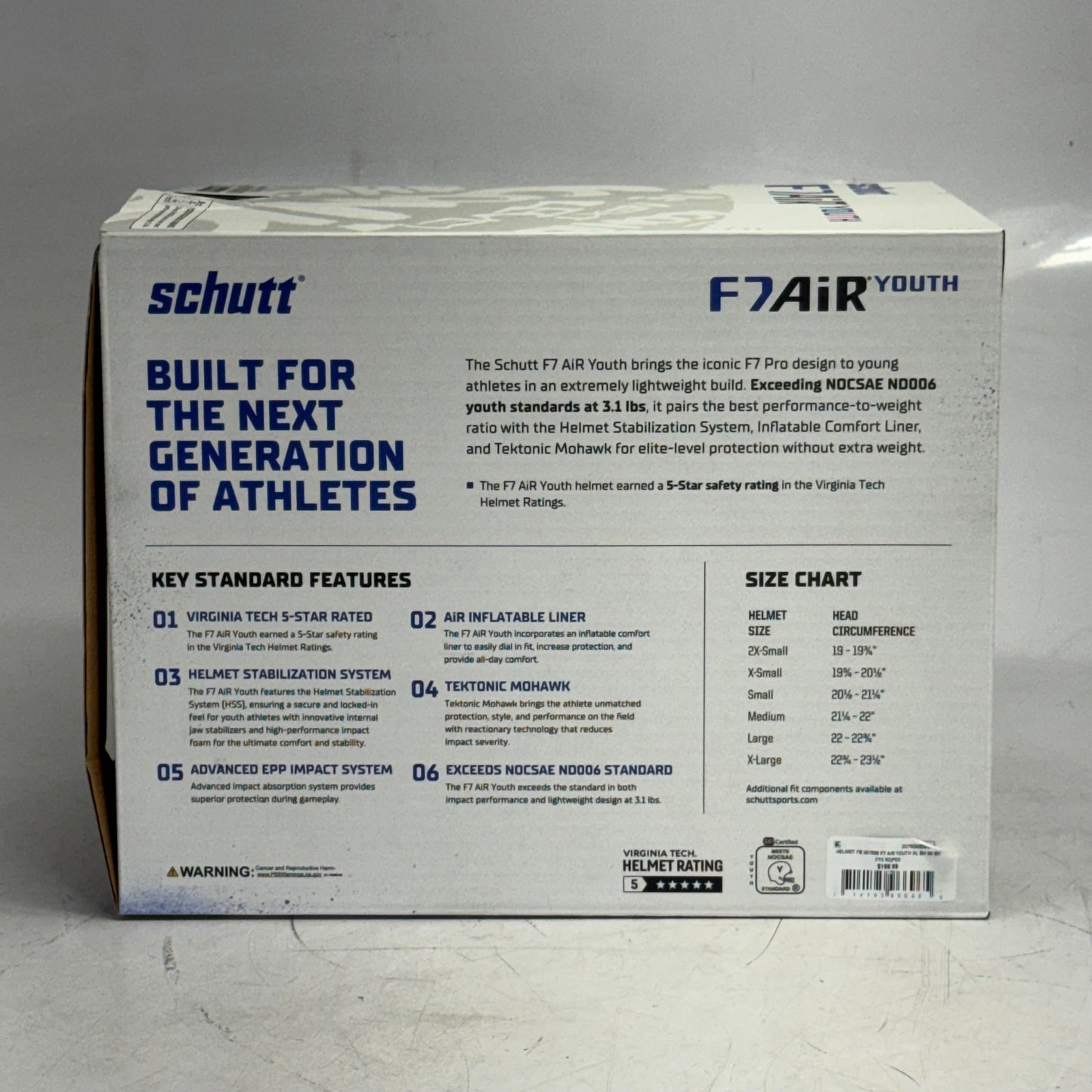 SCHUTT Helmet Fb F7 Air Youth XL Bk W/ Bk Sz XL 207500