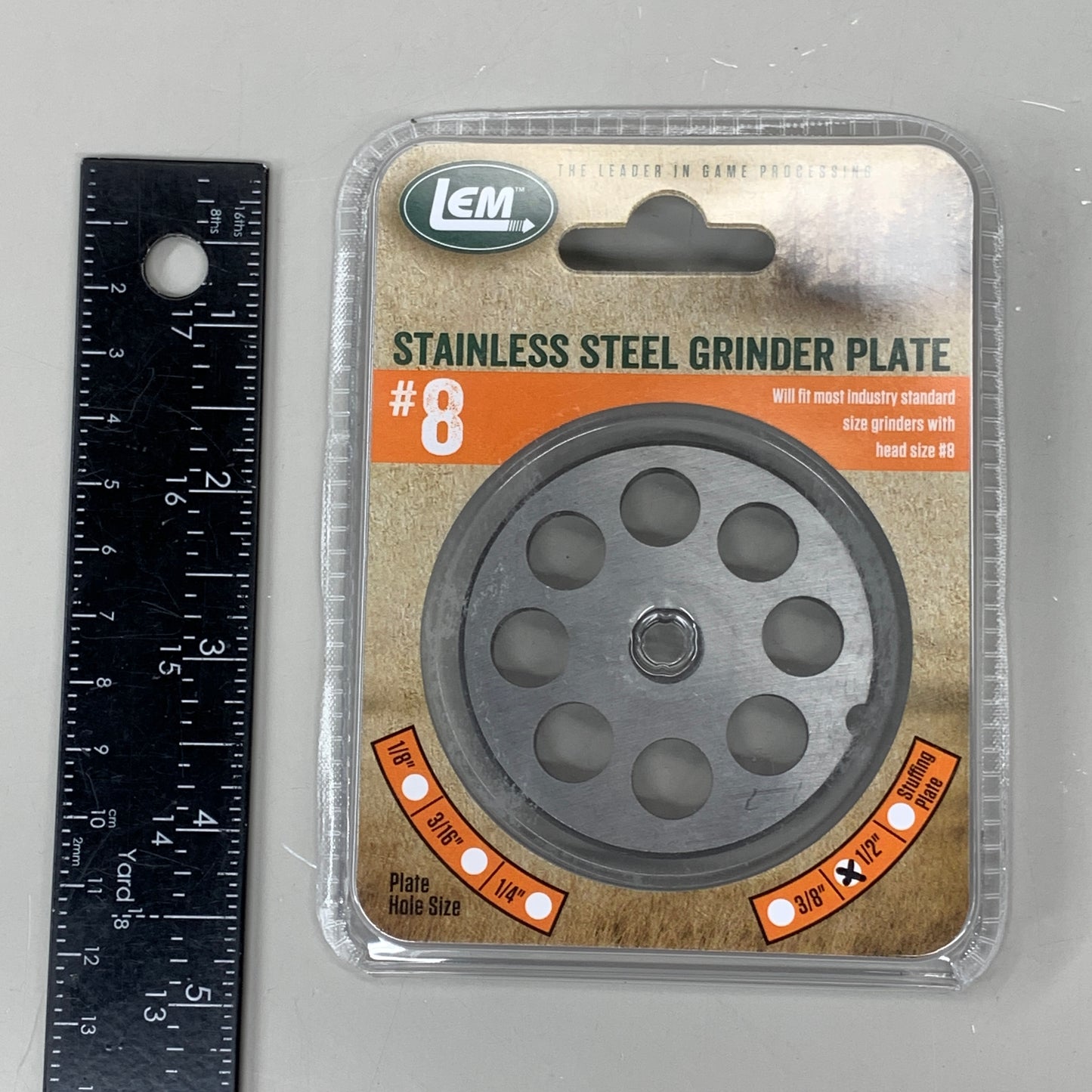 LEM Grinder Stuffing Plate 12mm #8 1/2" Stainless Steel 2-3/8" Diameter