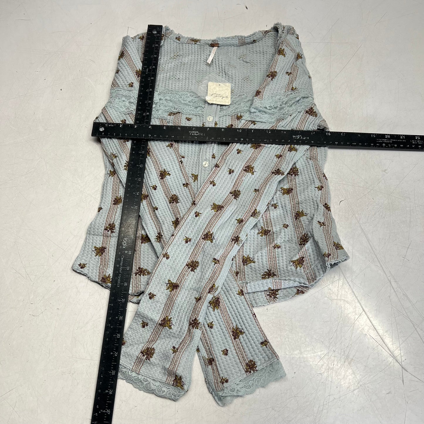FREE PEOPLE Let's Party Cardi-print Women's Sz L Pearl Blue Combo 103368767