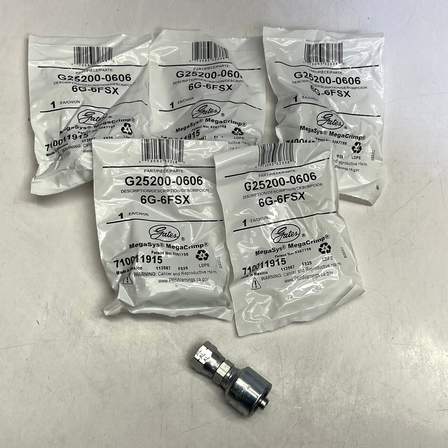 GATES (5 PACK) Female Sae 45° Flare Swivel Coupling 3/8" X 2.44" G25200-0606