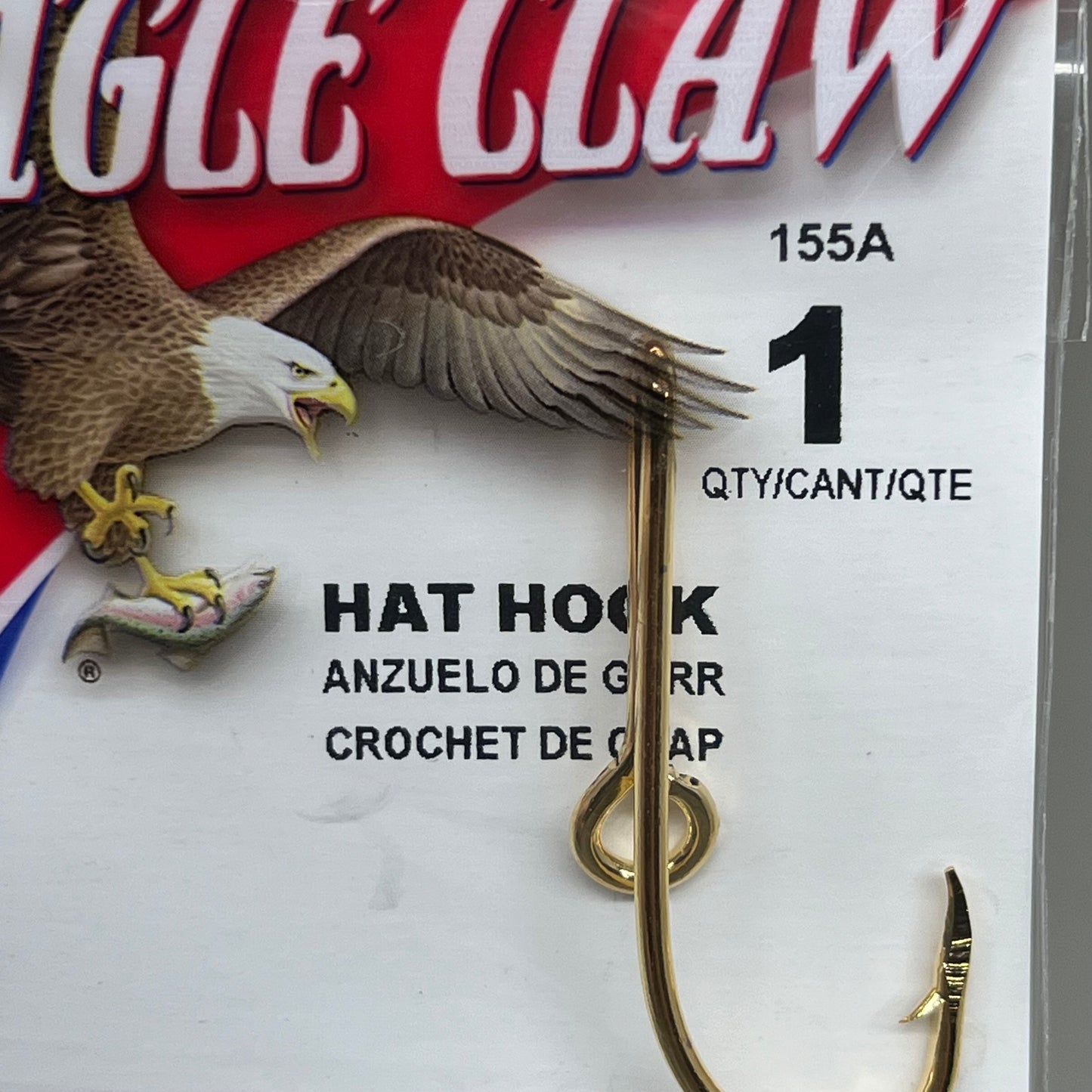 EAGLE CLAW (5 PACK) Classic High Carbon Steel Tie Hat Hook Gold #1 1pc 155A