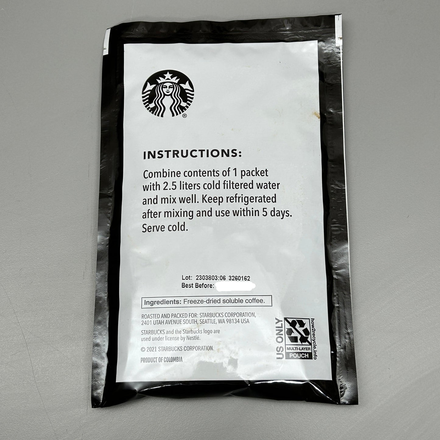 ZA@ STARBUCKS (20 PACK) Freeze Dried Cold Brew Powder 1.48 oz/pouch BB 03/26