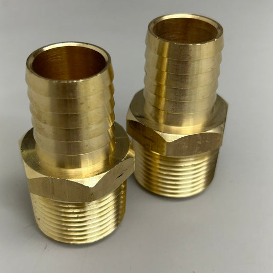 COILHOUSE PNEUMATICS (2 Pack) Barbed Hose Fitting Male Connector 1" Brass 125HBL-16-16