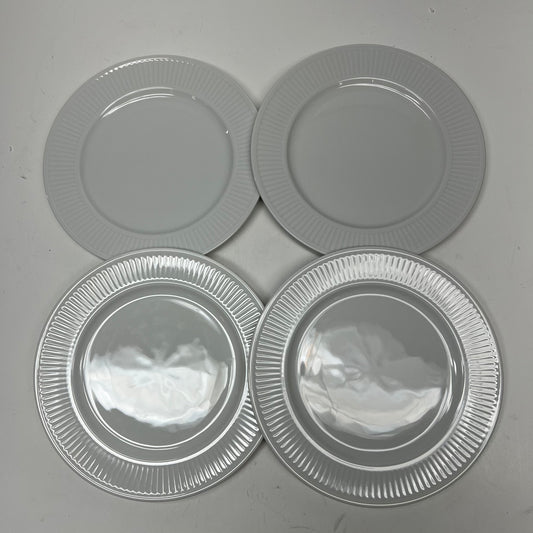 PILLIVUYT (4 PACK) Plisse Porcelain Salad Plates Made in France White 8 3/4"