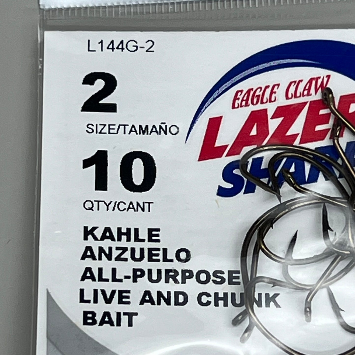 EAGLE CLAW (5 PACK) All Purpose Khale Live/Chunk Bait Bronze #2 10pc L144G-2