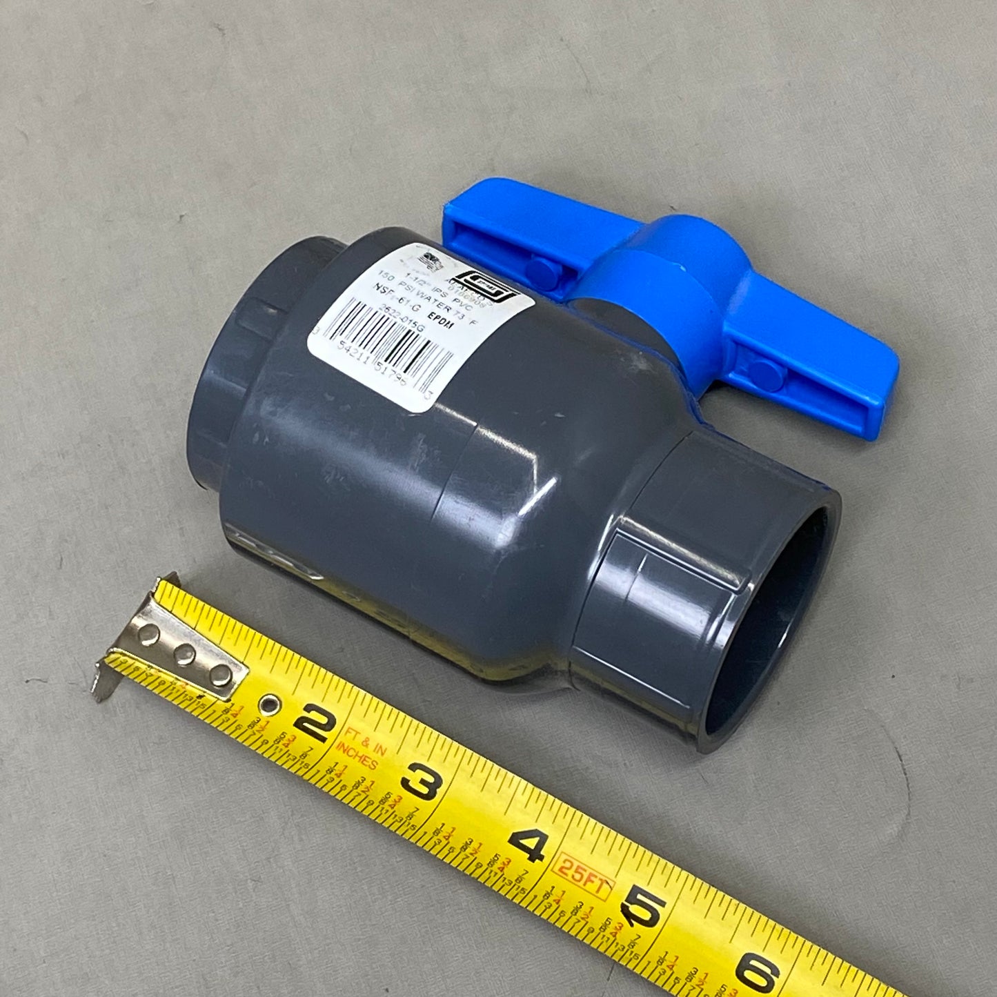 DRAINAGE SOLUTIONS Utility Socket Ball Valve 1-1/2" Grey/Blue 2622-015G