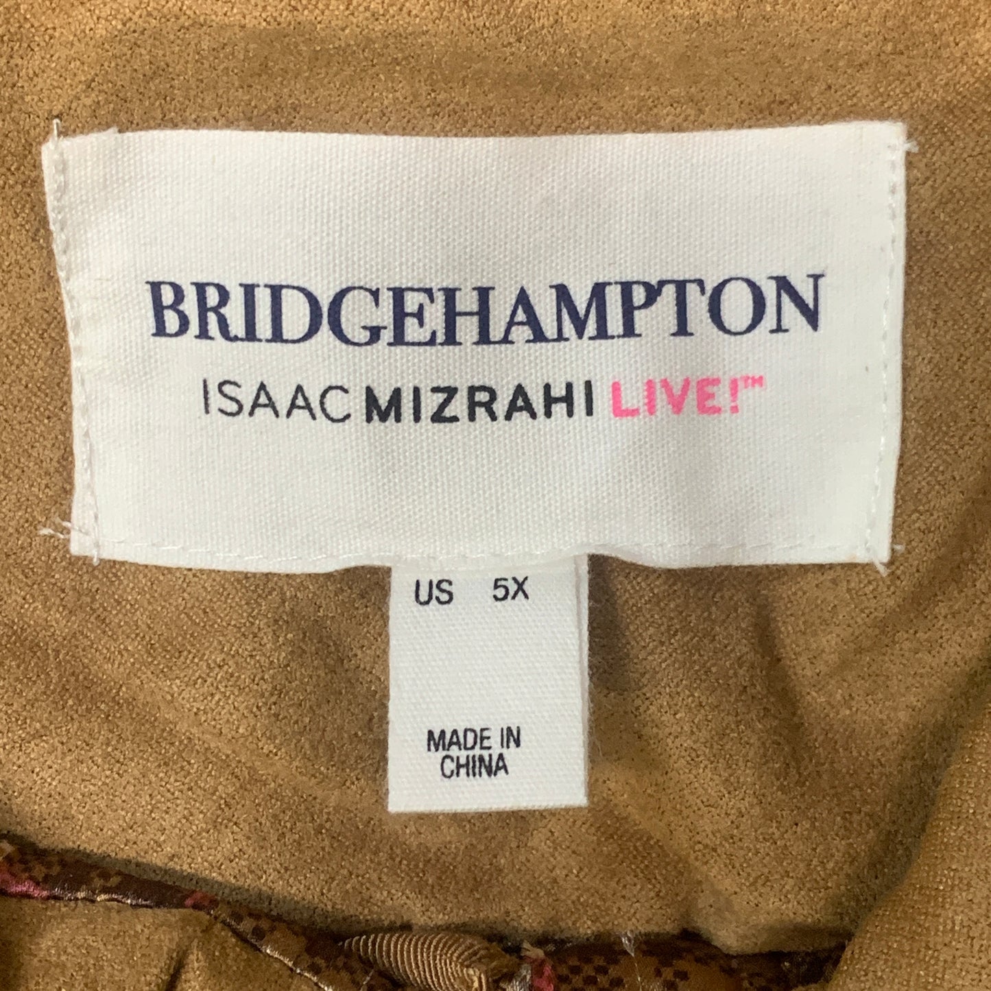 BRIDGE HAMPTON ISSAC MIZRAHI LIVE! Faux Suede Coat Full Snap Up Toffee Size 5X