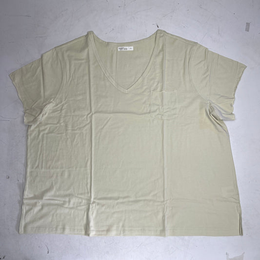 HANES Originals V Neck Tee Shirt W/ Chest Pocket Women's Sz 2X Mellow Beige
