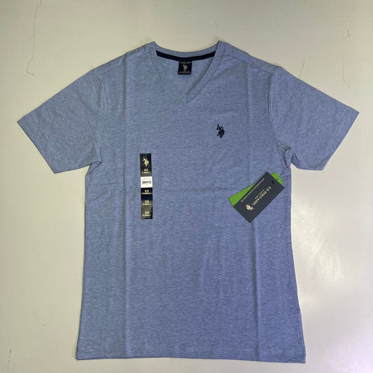 ZA@ U.S. POLO ASSN V-Neck Short Sleeve Tee Shirt Men's Sz XS Sedona Heather Blue