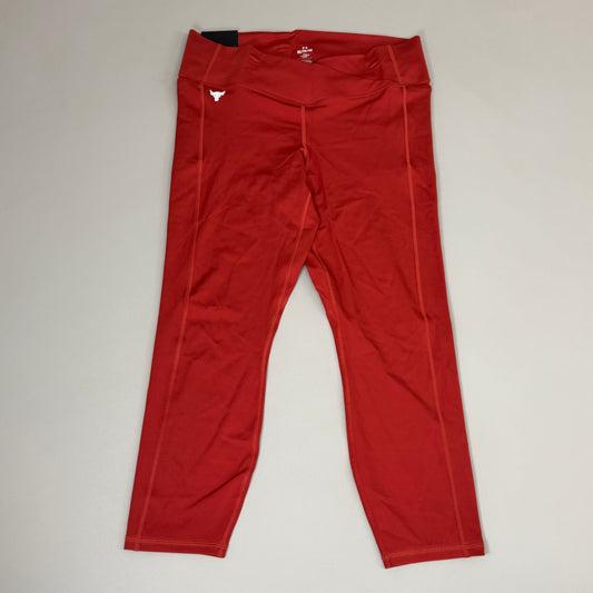 UNDER ARMOUR Women's Project Rock Crossover Ankle Leggings Sz XL Heritage Red