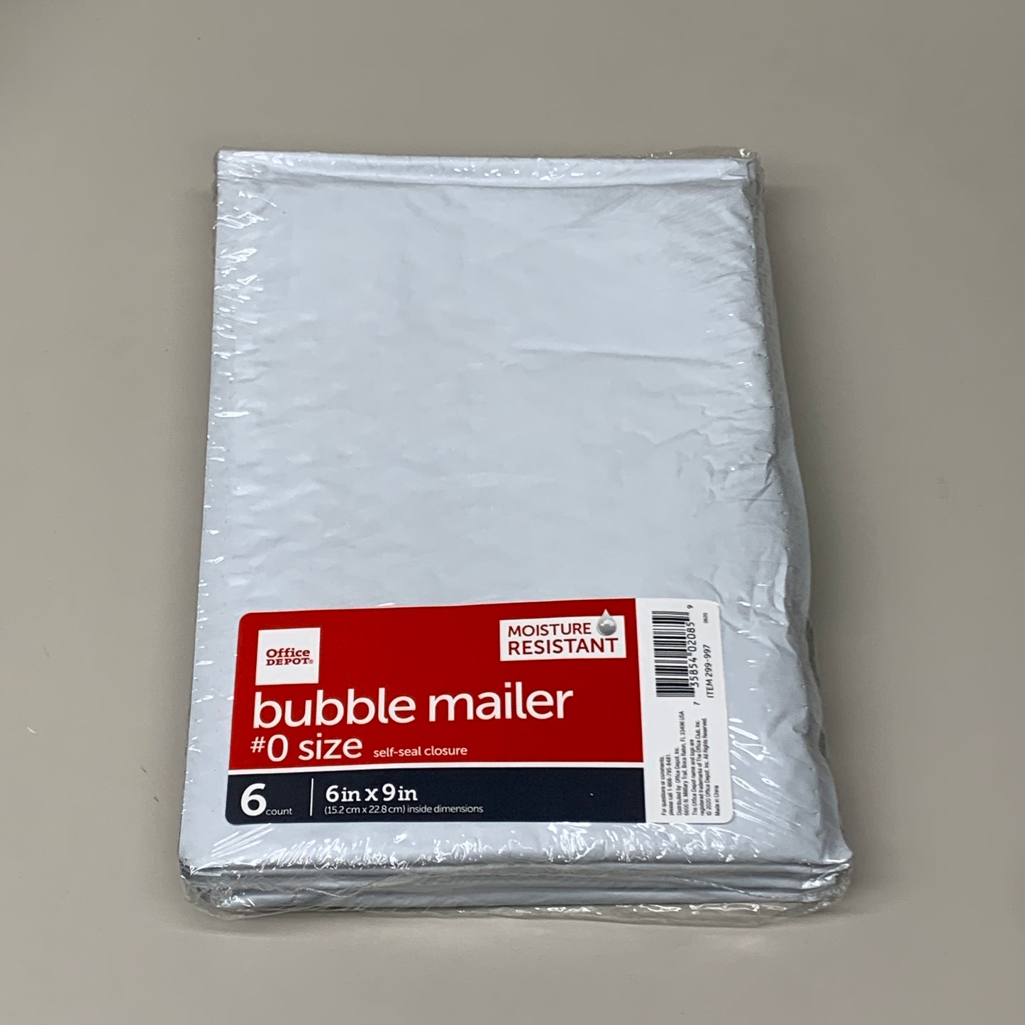 OFFICE DEPOT (48 MAILERS) Bubble Mailer #0 Size 6in X 9IN 50735854020854