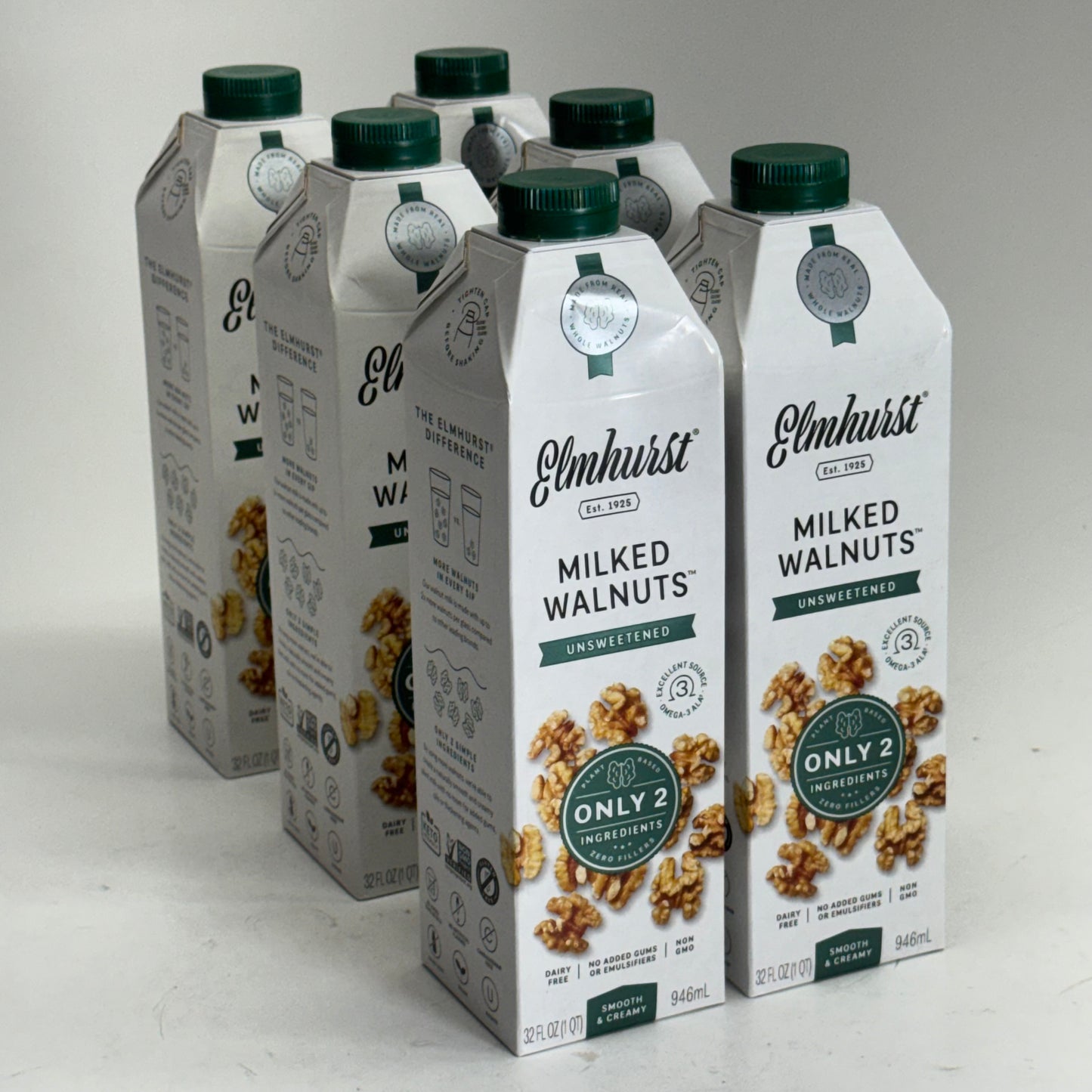 ELMHURST (6 PACK) Milked Walnuts Unsweetened 32 fl oz. BB 10/26