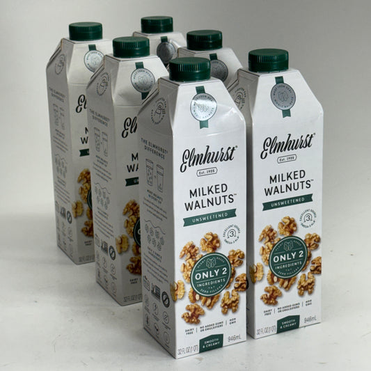 ELMHURST (6 PACK) Milked Walnuts Unsweetened 32 fl oz. BB 10/26
