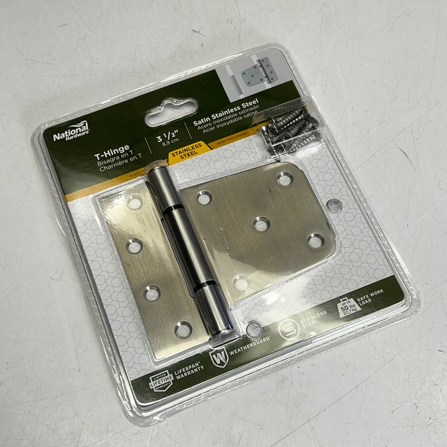 NATIONAL HARDWARE  Stainless Steel Extra Heavy Hinge 3.5" Nickel  SKU: N342-543