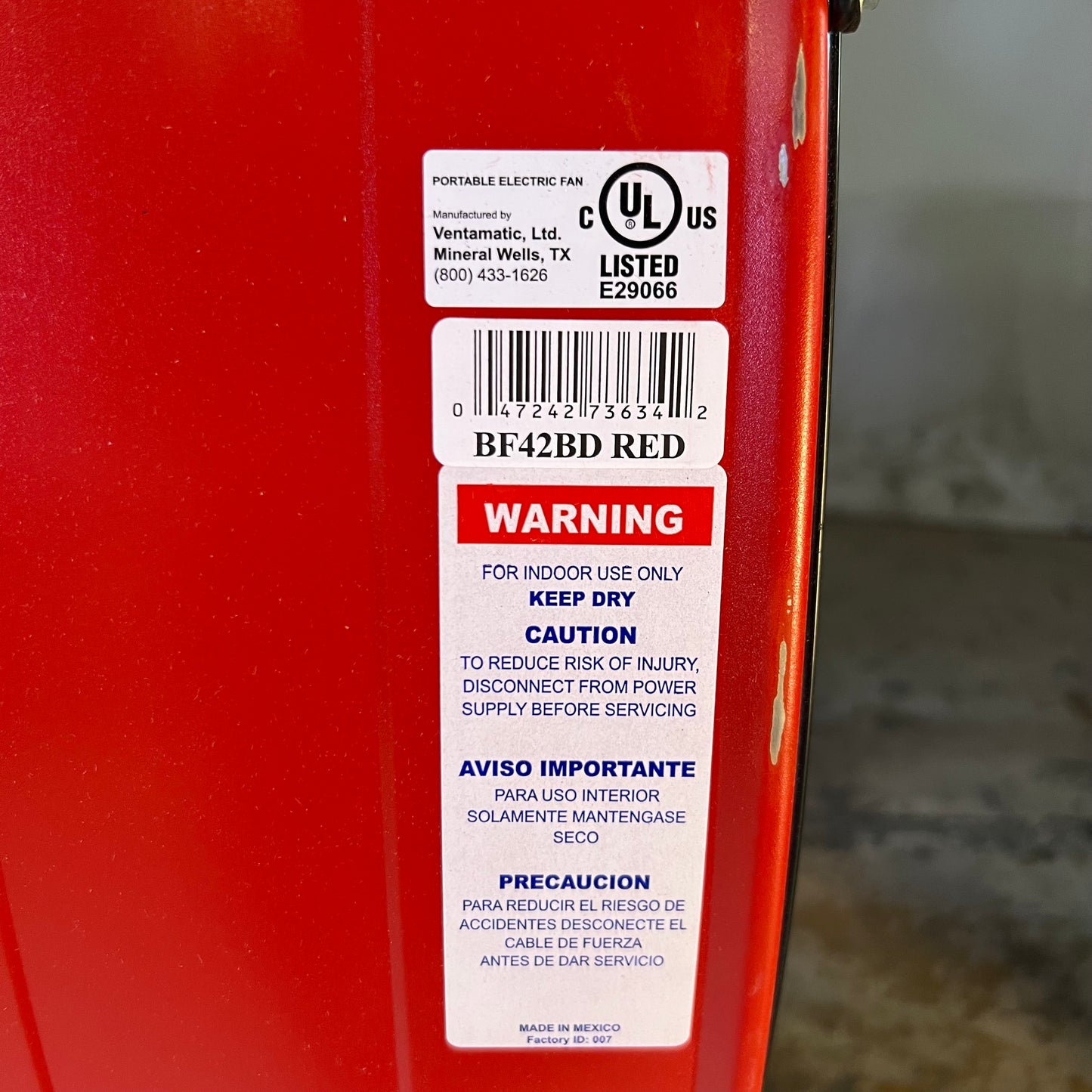 MAXX AIR 42" Industrial 2 Speed Belt Drive Portable Air Circulator - BF42BD RED