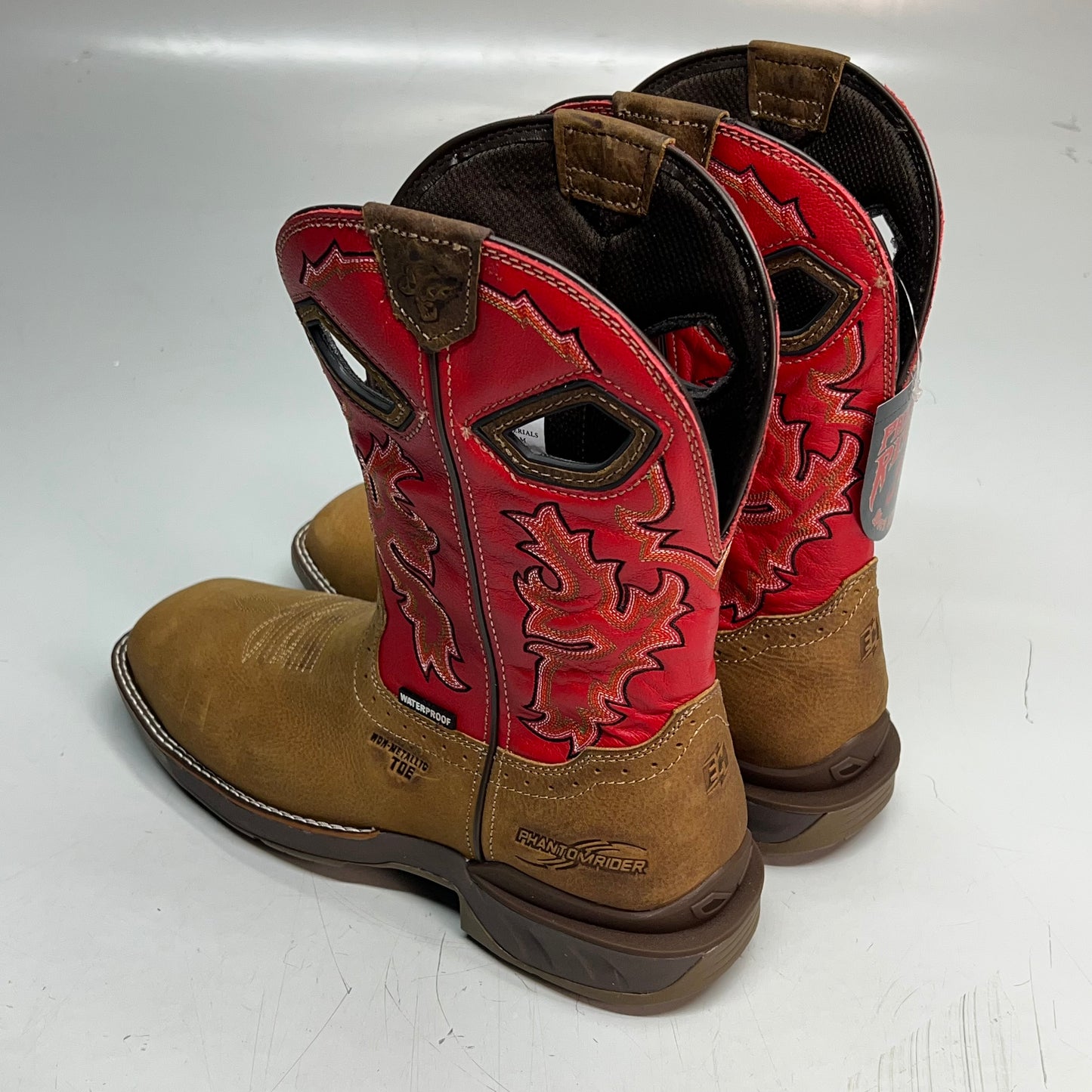 WORK WILD WEST Phantom Rider Henley Comp Toe AG8 Footbed Men's Sz 10 Red DH5358