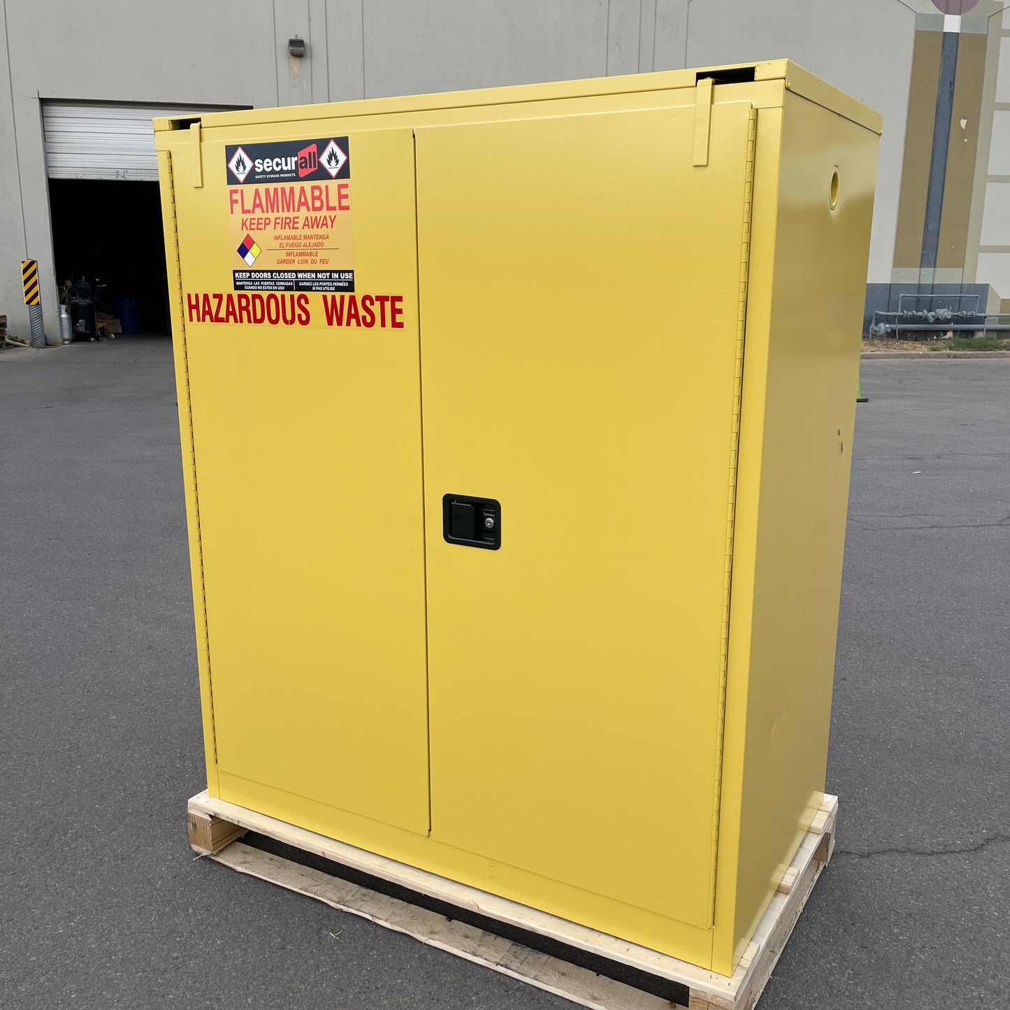 SECURALL Hazardous Waste Storage Cabinet 120 Gal Capacity 66"x56"x31" W1080 (B)