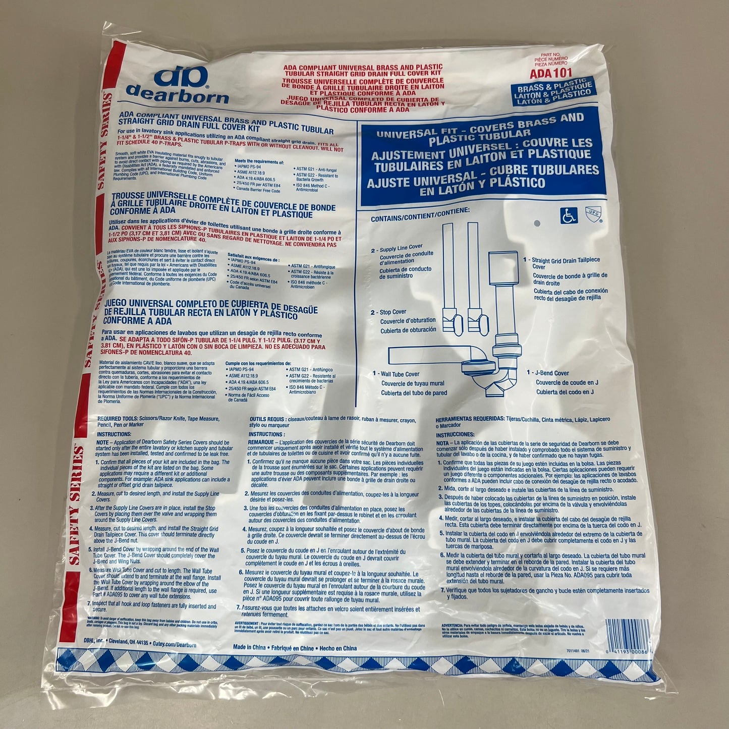 DEARBORN Ada Compliant Universal Straight Grid Drain Full Cover Kit ADA101