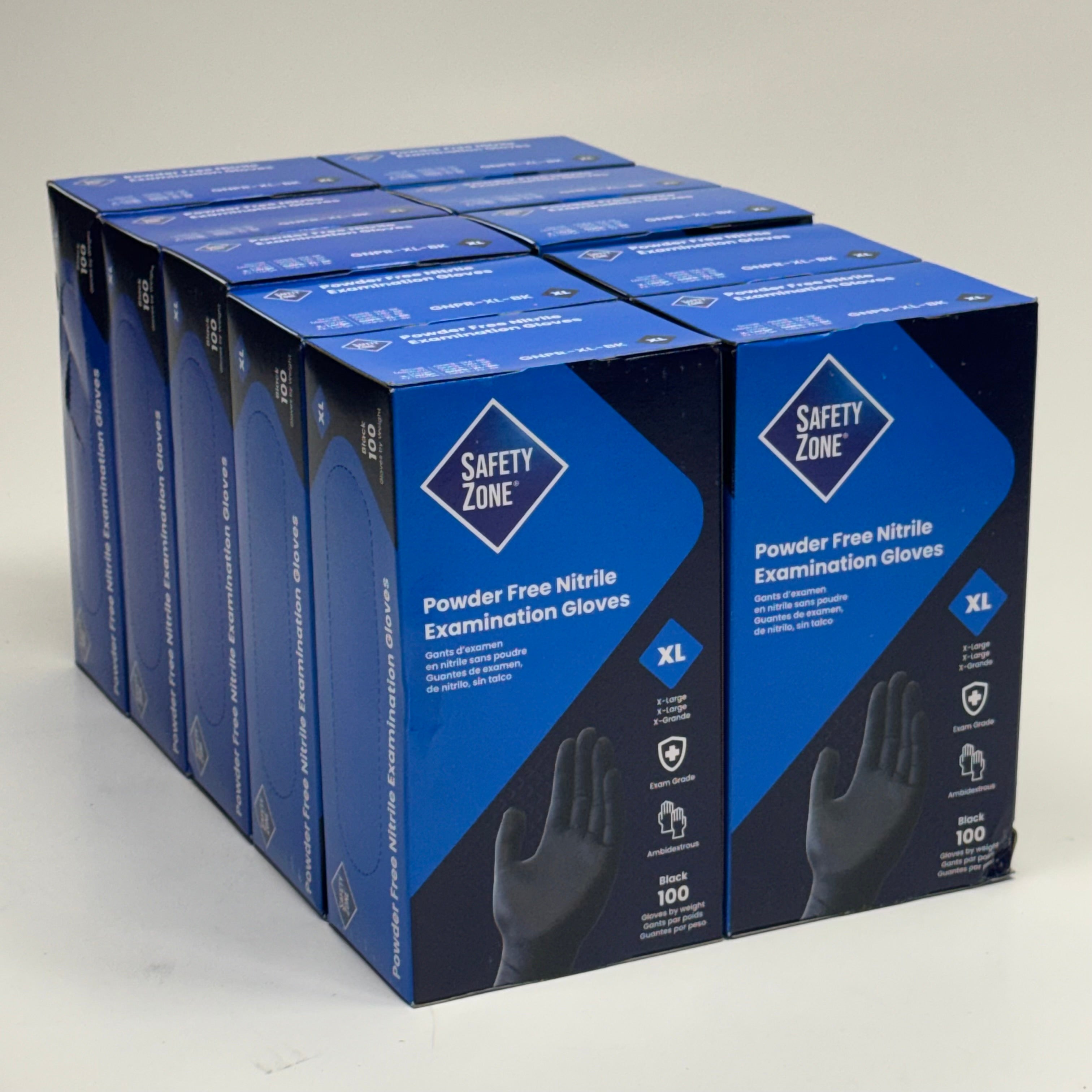 SAFETY ZONE (1000 Gloves) Powder Free Nitrile Examination Gloves