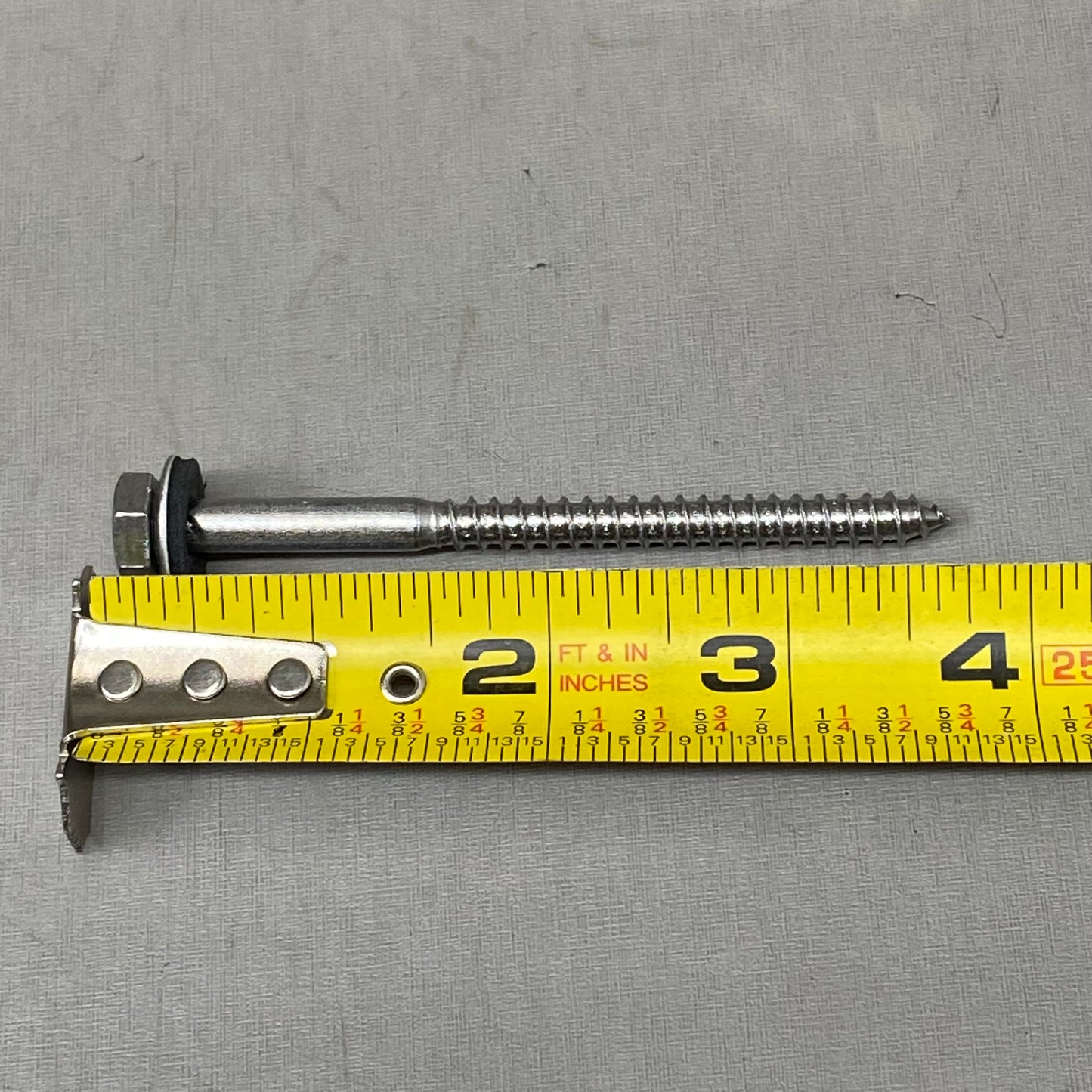 EDS INDIA (60 Count) Hex Head Long Screw A2 W/ EPM Washer 1/4"x3.5" Chrome P28404304