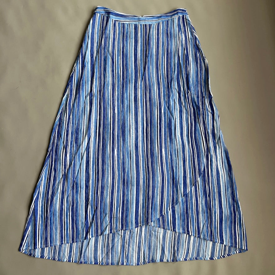 TOMMY BAHAMA Women's Divine Lines Maxi Skirt White Blue Boho Stripe Size 12 (New)