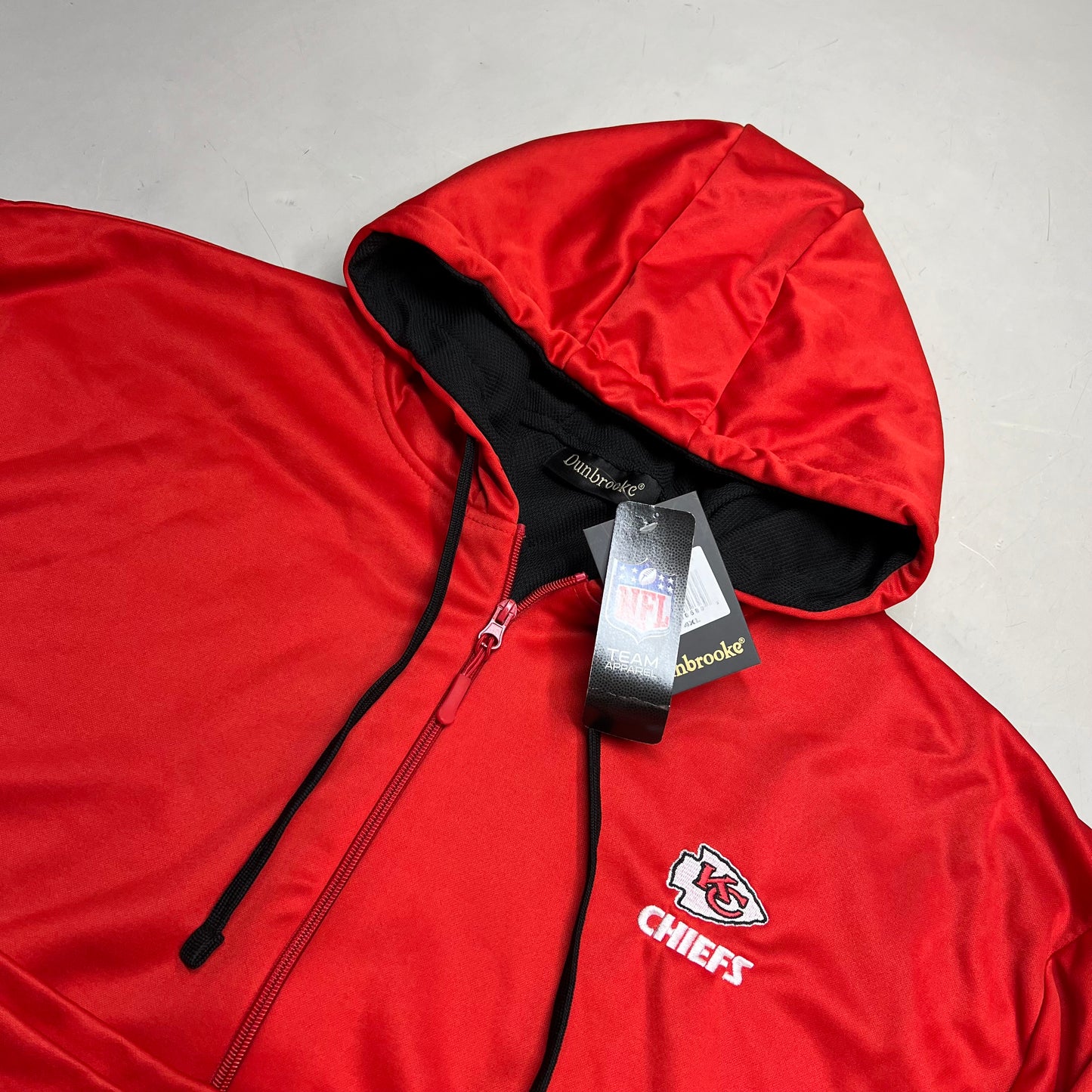 DUNBROOKE Red Kansas City Chiefs NFL Hoodie Full Zip Men's Sz 4XL Red/Black 8418