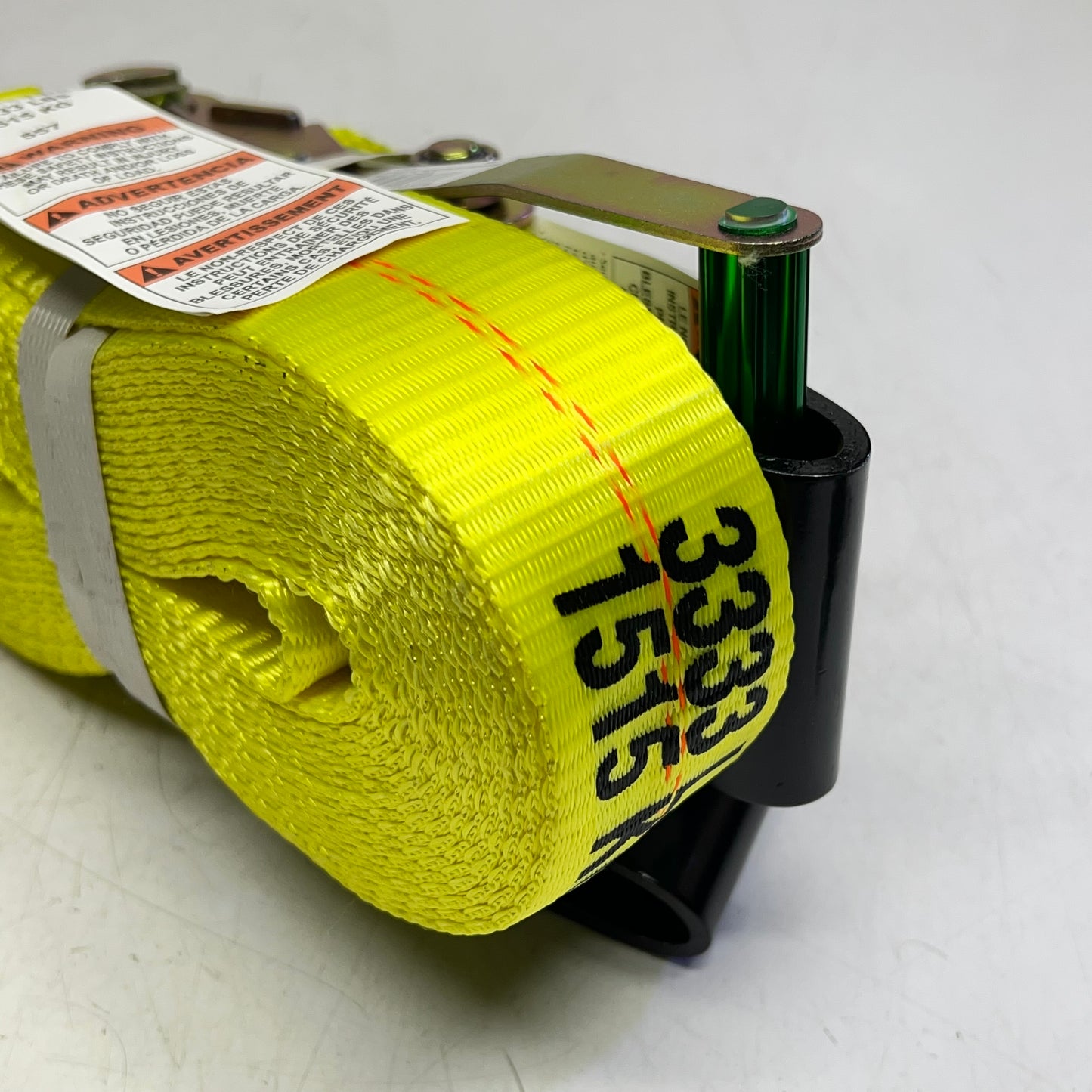 ANCRA Ratchet Strap W/ Flat Hook Latex Coated  2"x27' - 3,333 lbs Cap Yellow 557